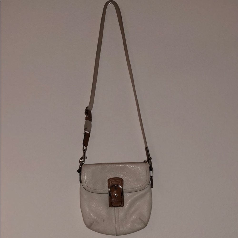 Cream Coach Crossbody Handbag